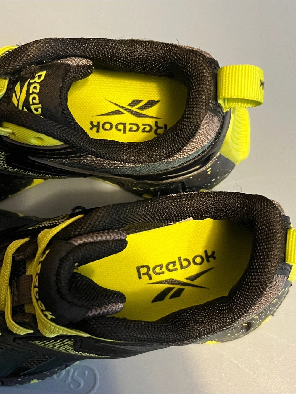 Reebok Kids Black and Neon Yellow Athletic Sneakers